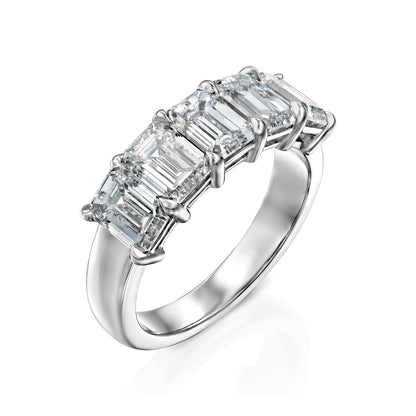 3.5ct Ruxandra Emerald Cut Moissanite Ring - Silver