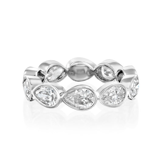 3ct Angelina Pear Cut Moissanite Ring - Silver