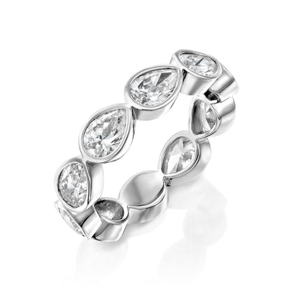 3ct Angelina Pear Cut Moissanite Ring - Silver