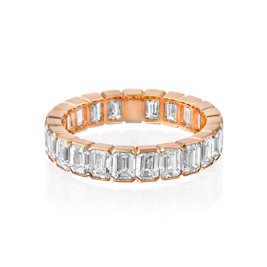 4ct Cerise Emerald Cut Moissanite Ring - Rose Gold