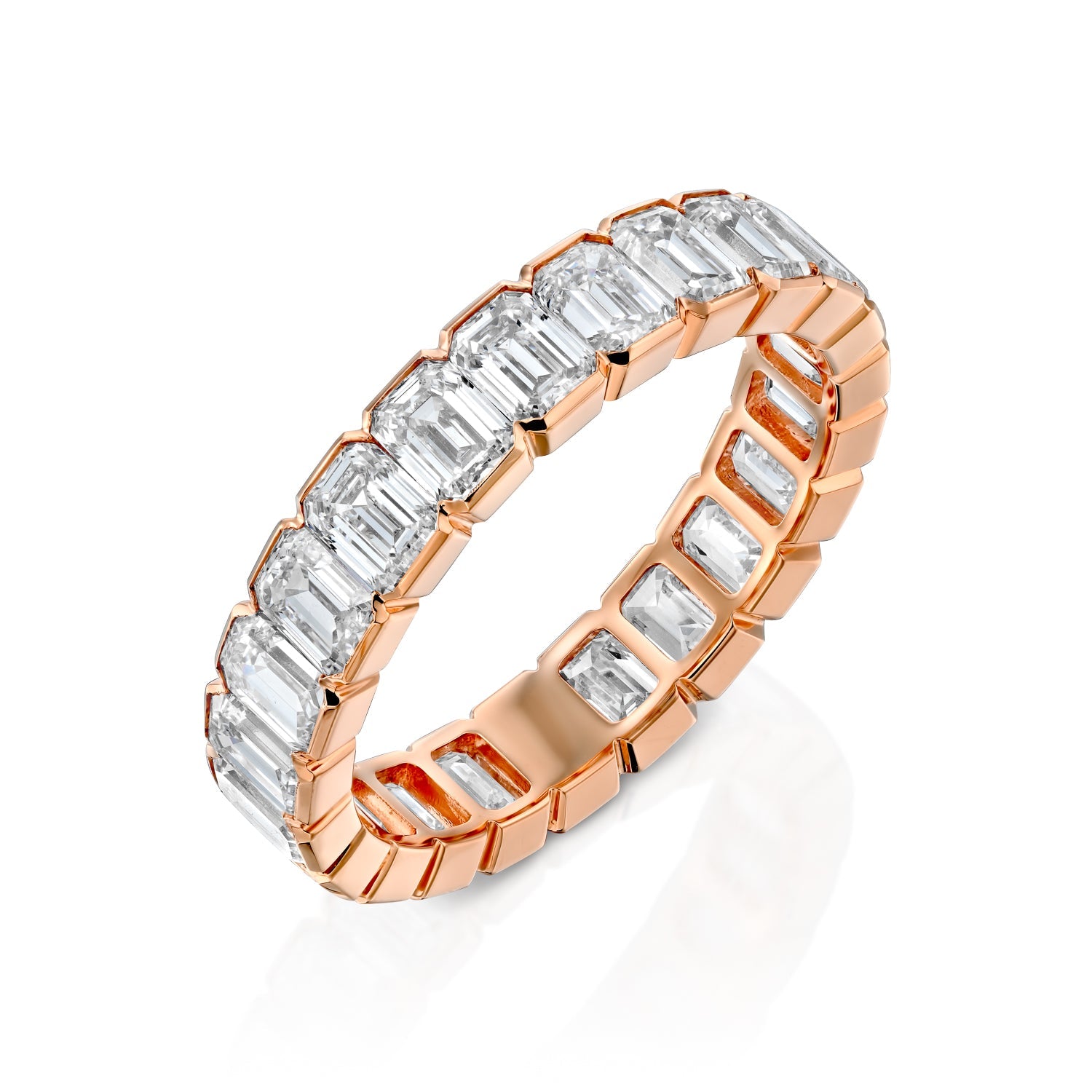 4ct Cerise Emerald Cut Moissanite Ring - Rose Gold