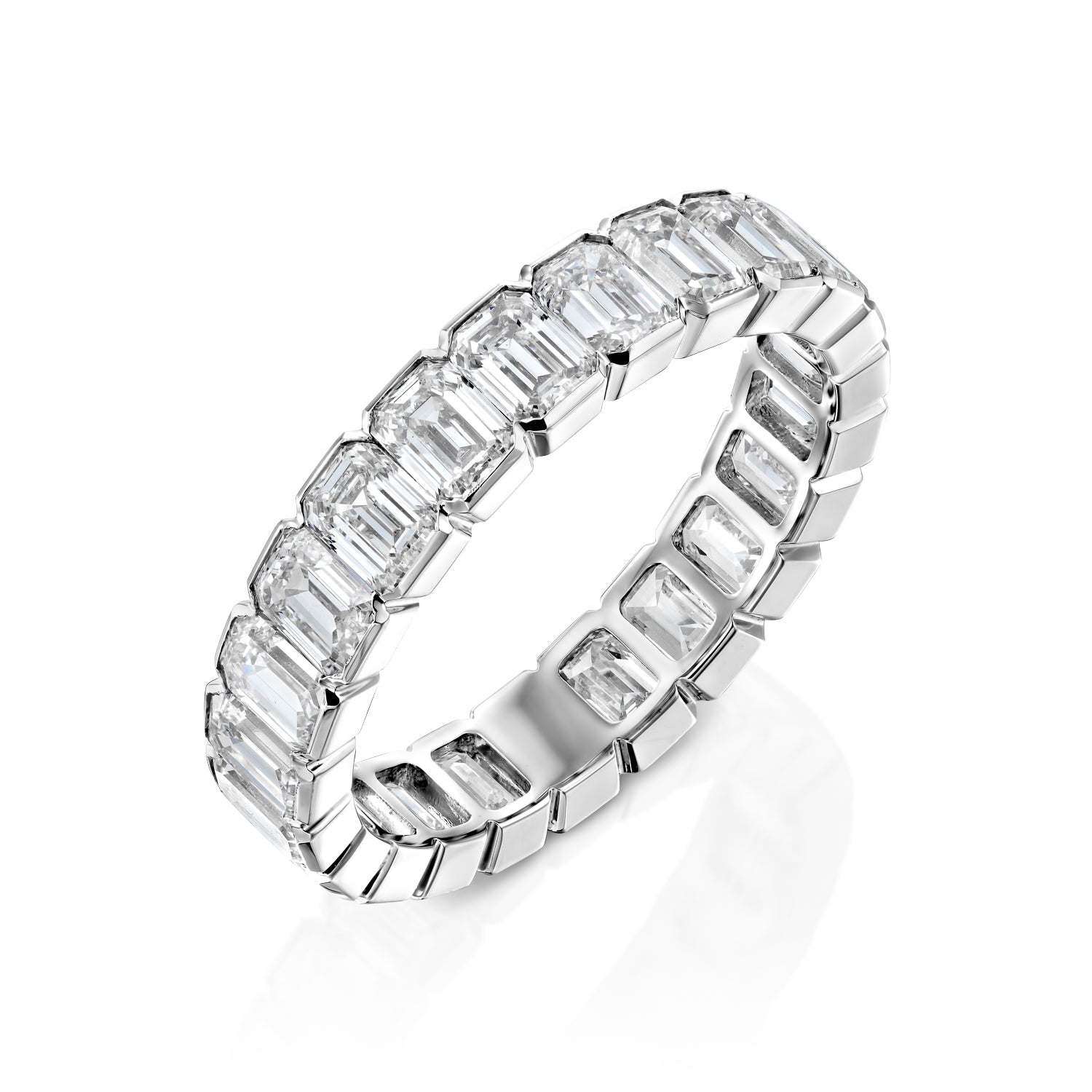 4ct Cerise Emerald Cut Moissanite Ring - Silver