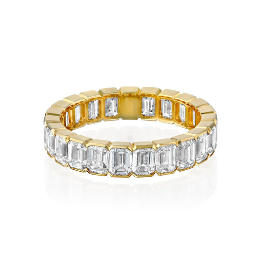 4ct Cerise Emerald Cut Moissanite Ring - Gold