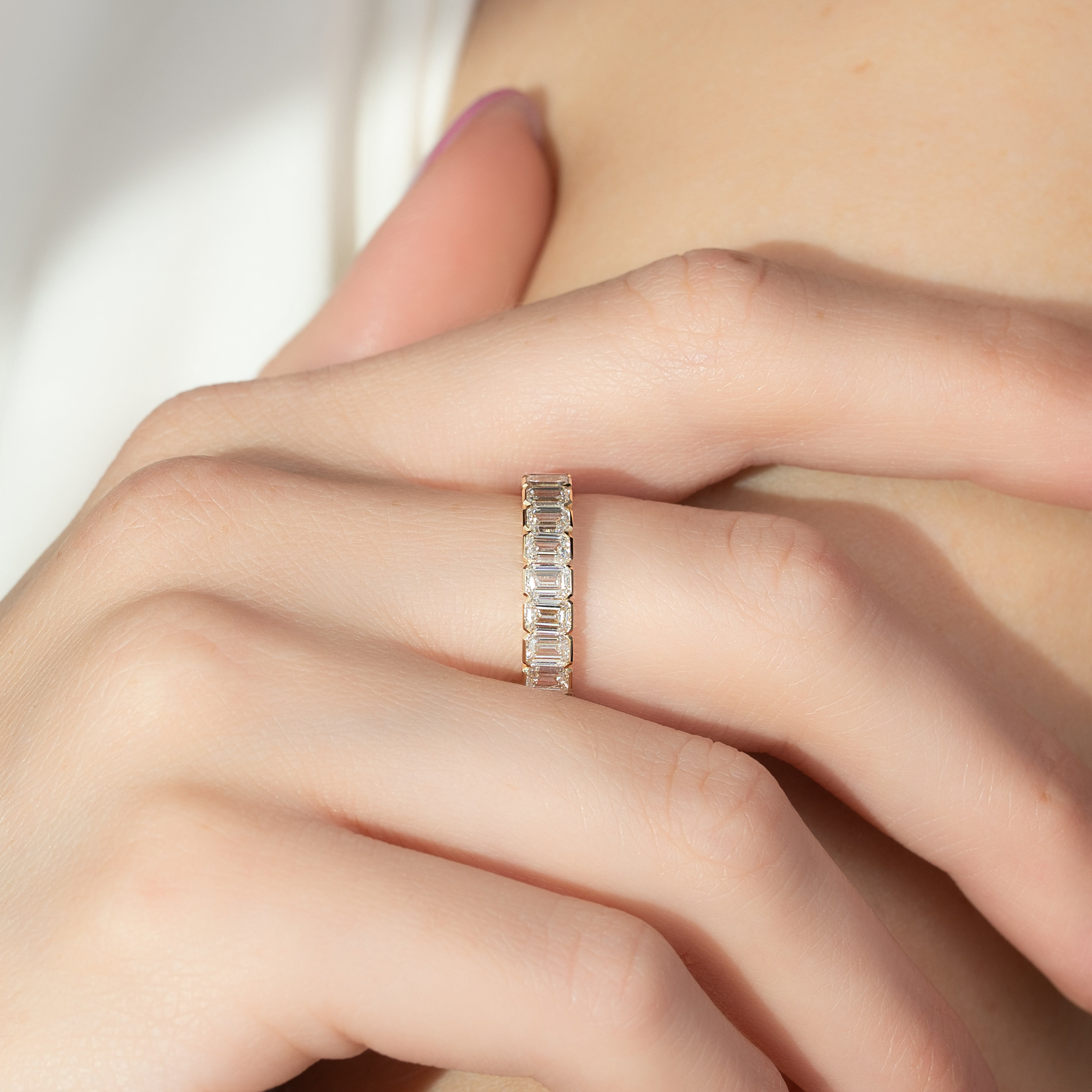4ct Cerise Emerald Cut Moissanite Ring - Gold