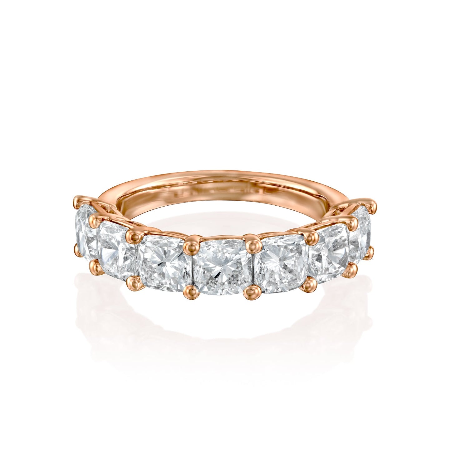 7 Stone 3ct Namira Cushion Cut Moissanite Ring - Rose Gold