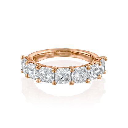 7 Stone 3ct Namira Cushion Cut Moissanite Ring - Rose Gold