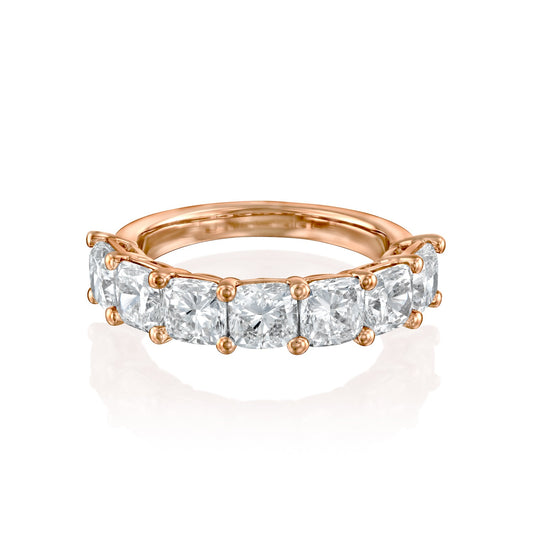 7 Stone 3ct Namira Cushion Cut Moissanite Ring - Rose Gold