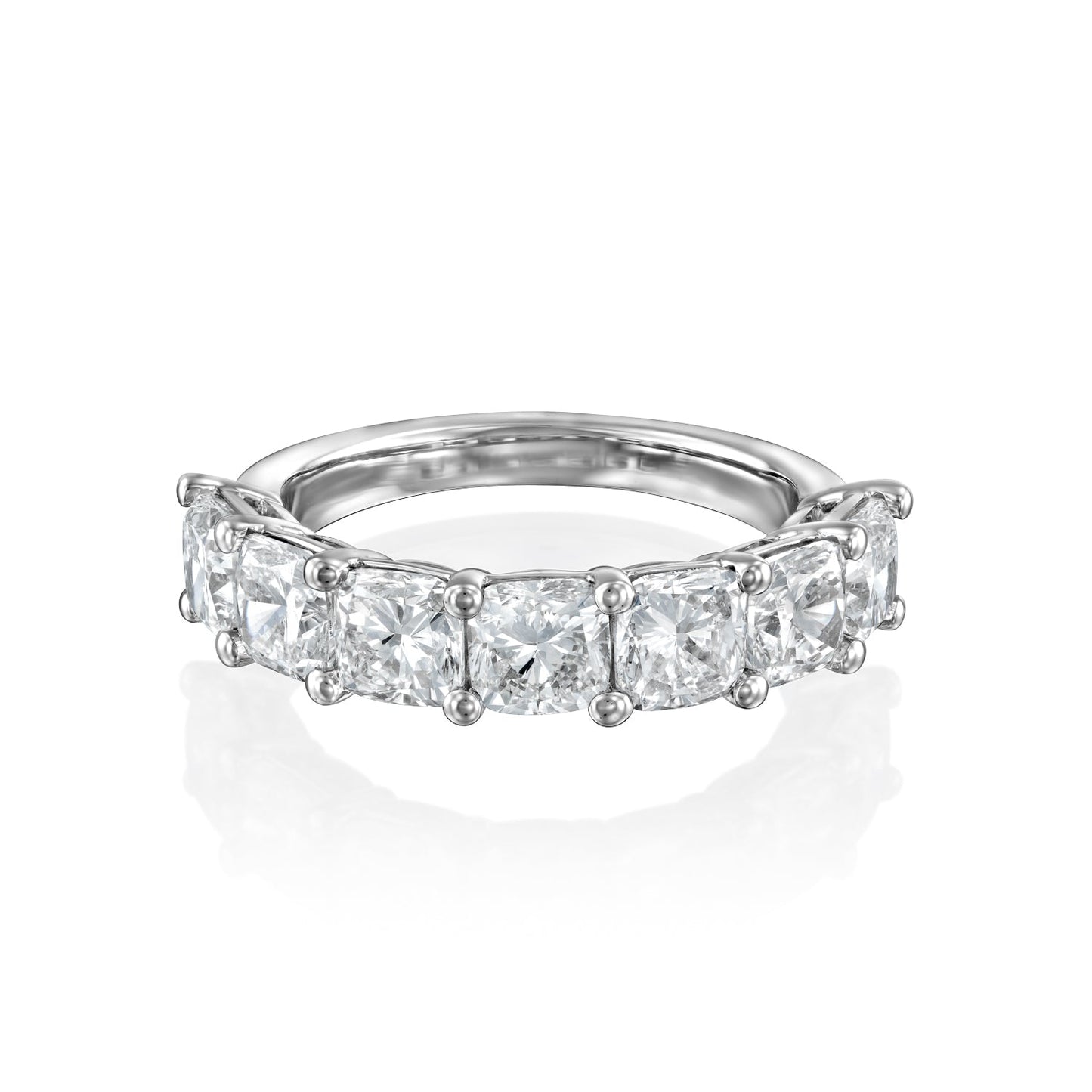 7 Stone 3ct Namira Cushion Cut Moissanite Ring - Silver