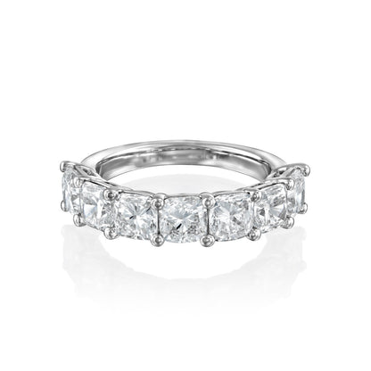 7 Stone 3ct Namira Cushion Cut Moissanite Ring - Silver
