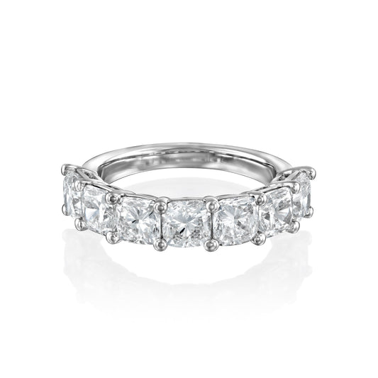 7 Stone 3ct Namira Cushion Cut Moissanite Ring - Silver