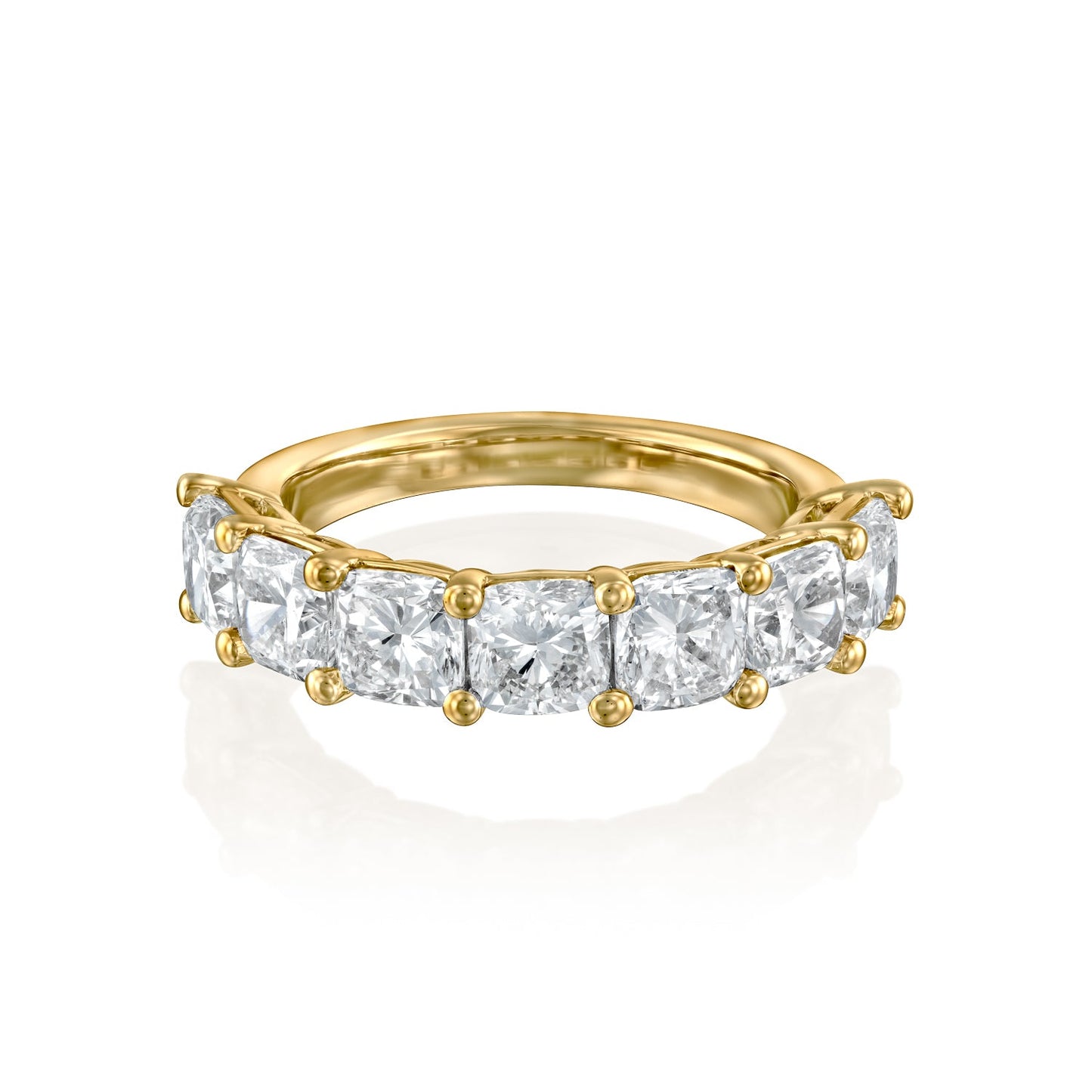 7 Stone 3ct Namira Cushion Cut Moissanite Ring - Gold