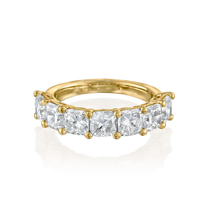 7 Stone 3ct Namira Cushion Cut Moissanite Ring - Gold