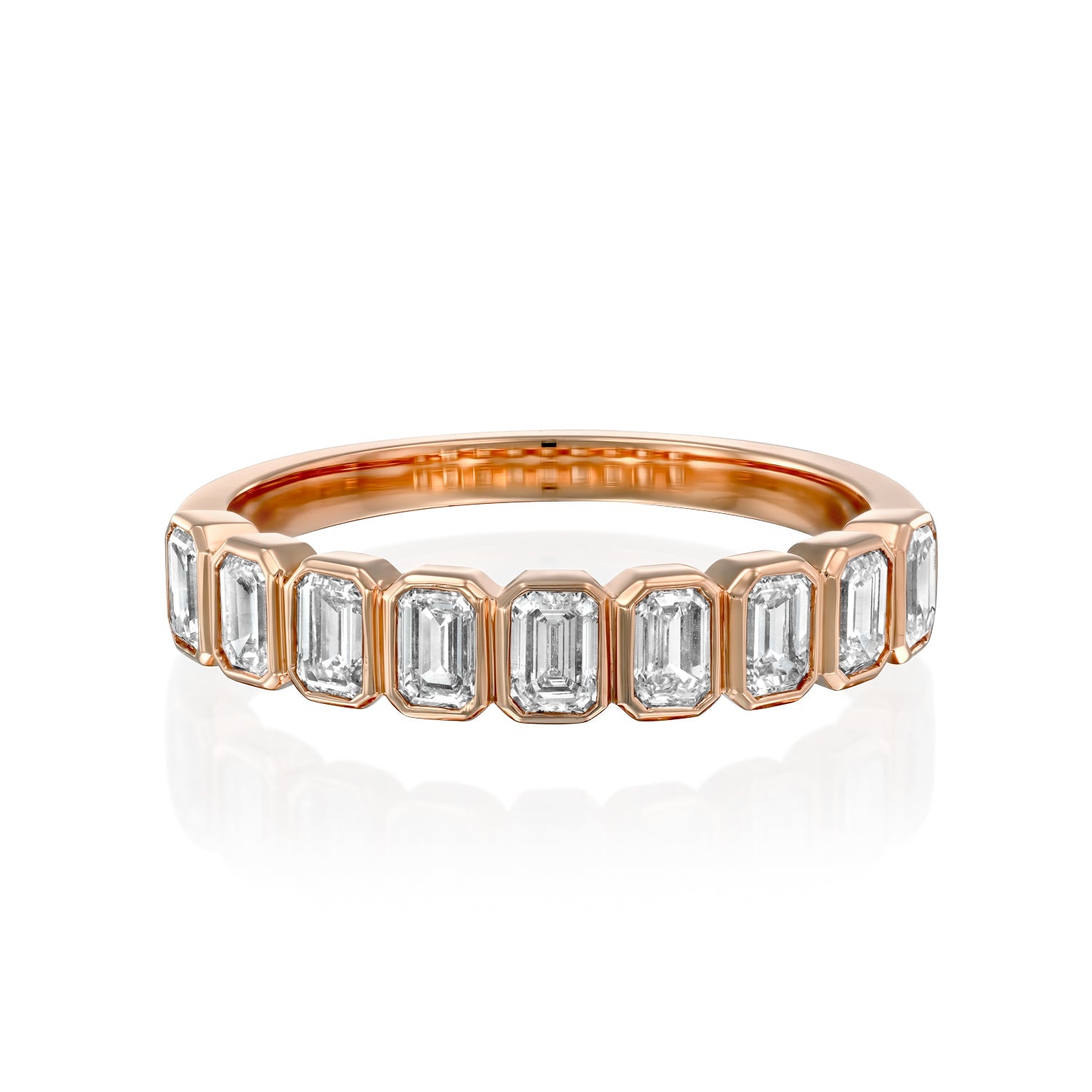 1ct Atrina Emerald Cut Moissanite Ring - Rose Gold
