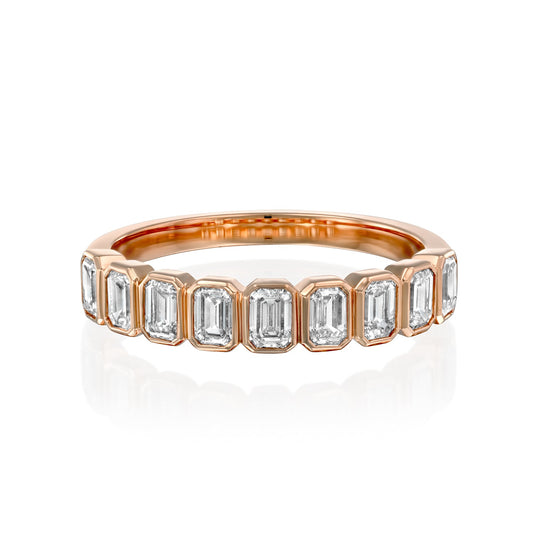 1ct Atrina Emerald Cut Moissanite Ring - Rose Gold