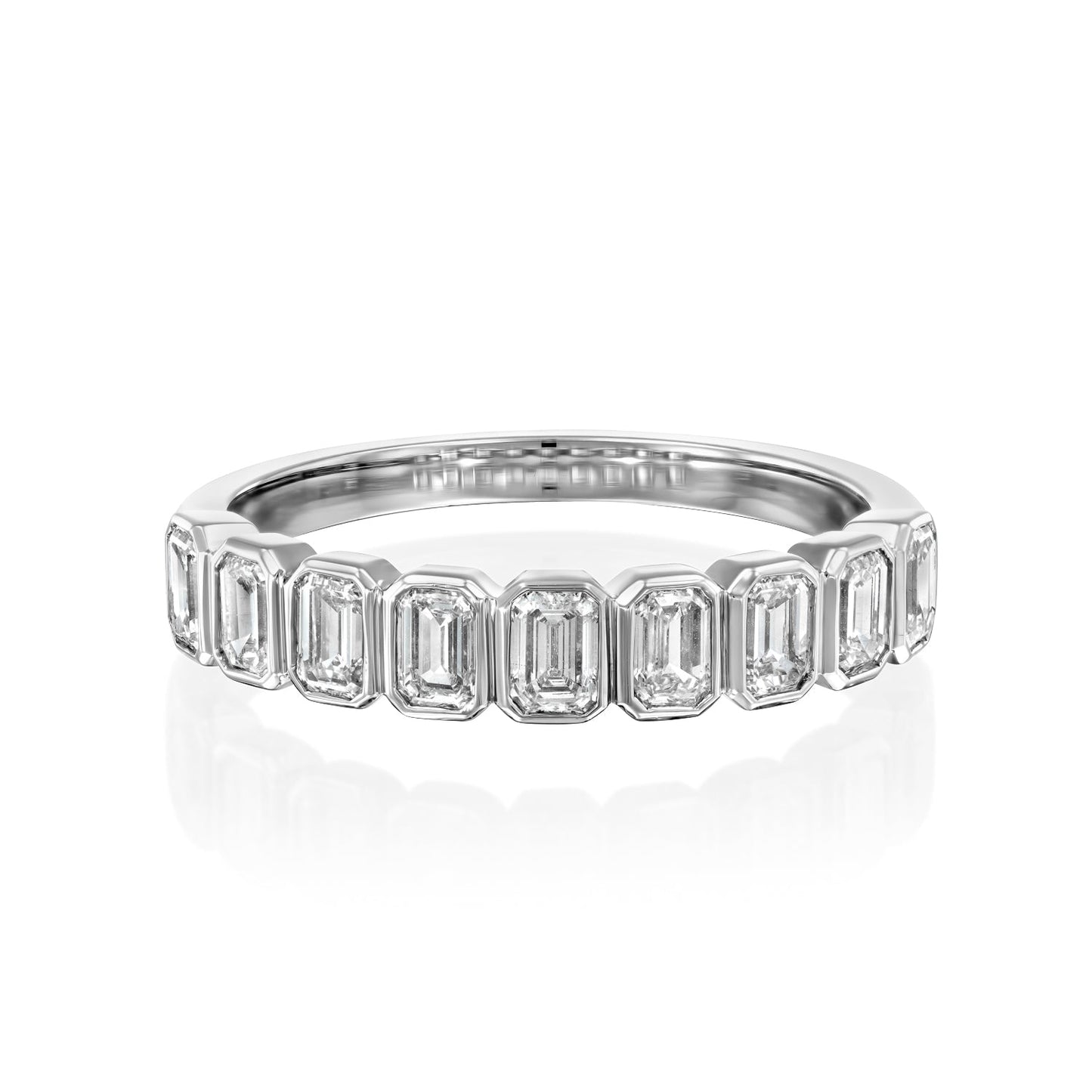 1ct Atrina Emerald Cut Moissanite Ring - Silver