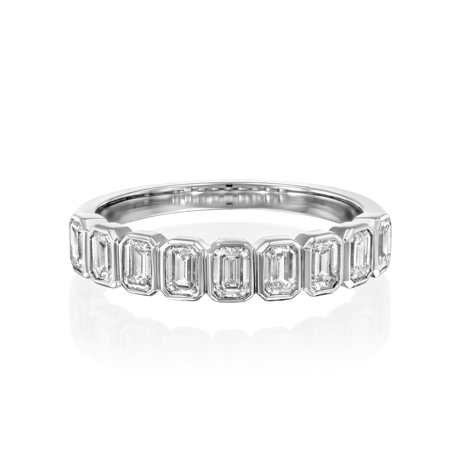1ct Atrina Emerald Cut Moissanite Ring - Silver