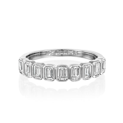 1ct Atrina Emerald Cut Moissanite Ring - Silver