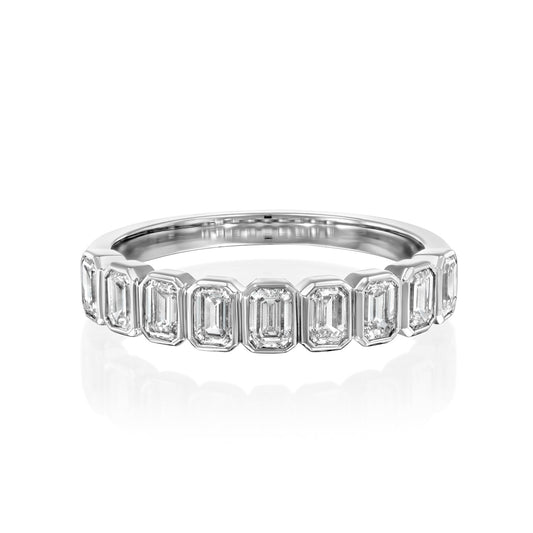 1ct Atrina Emerald Cut Moissanite Ring - Silver