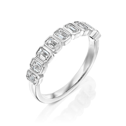 1ct Atrina Emerald Cut Moissanite Ring - Silver