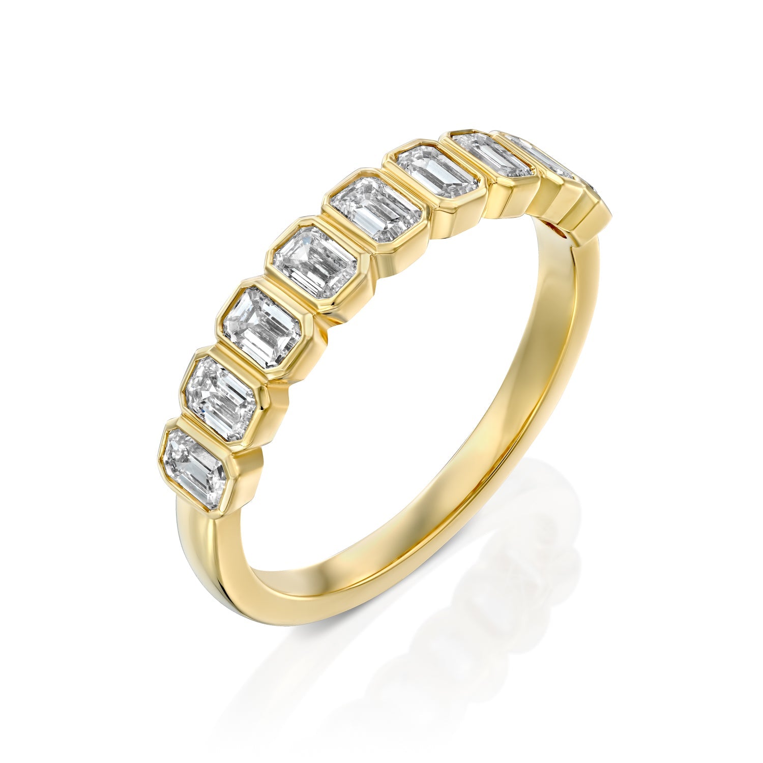1ct Atrina Emerald Cut Moissanite Ring - Gold