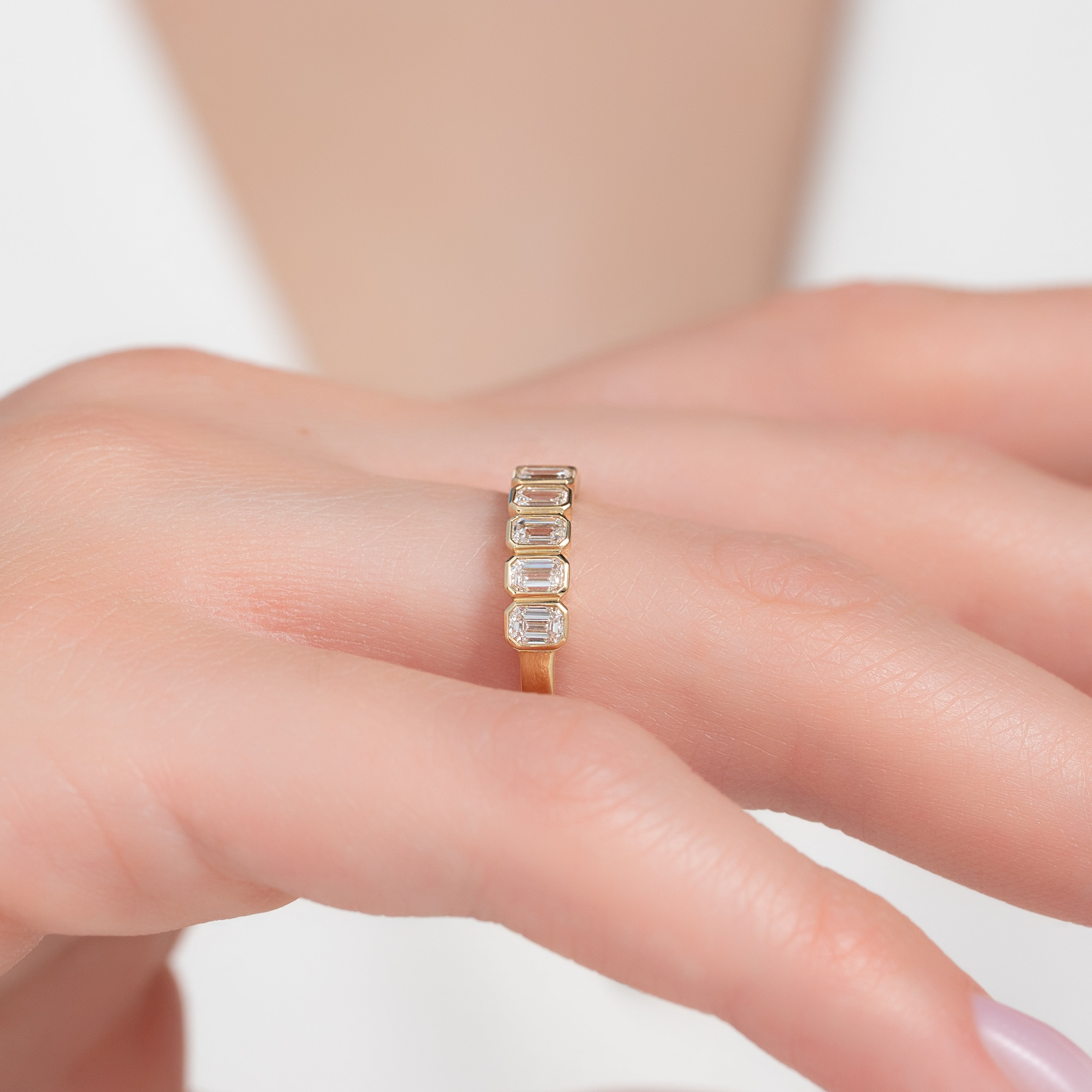1ct Atrina Emerald Cut Moissanite Ring - Gold