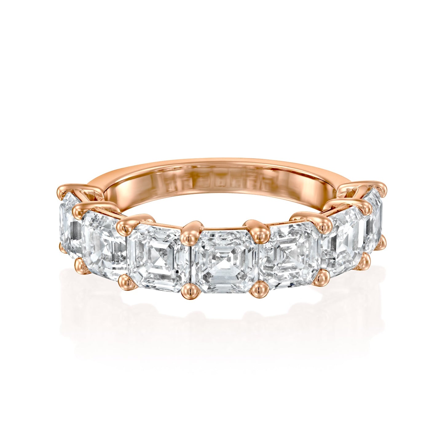 7 Stone 3ct Kalya Asscher Cut Moissanite Ring - Rose Gold