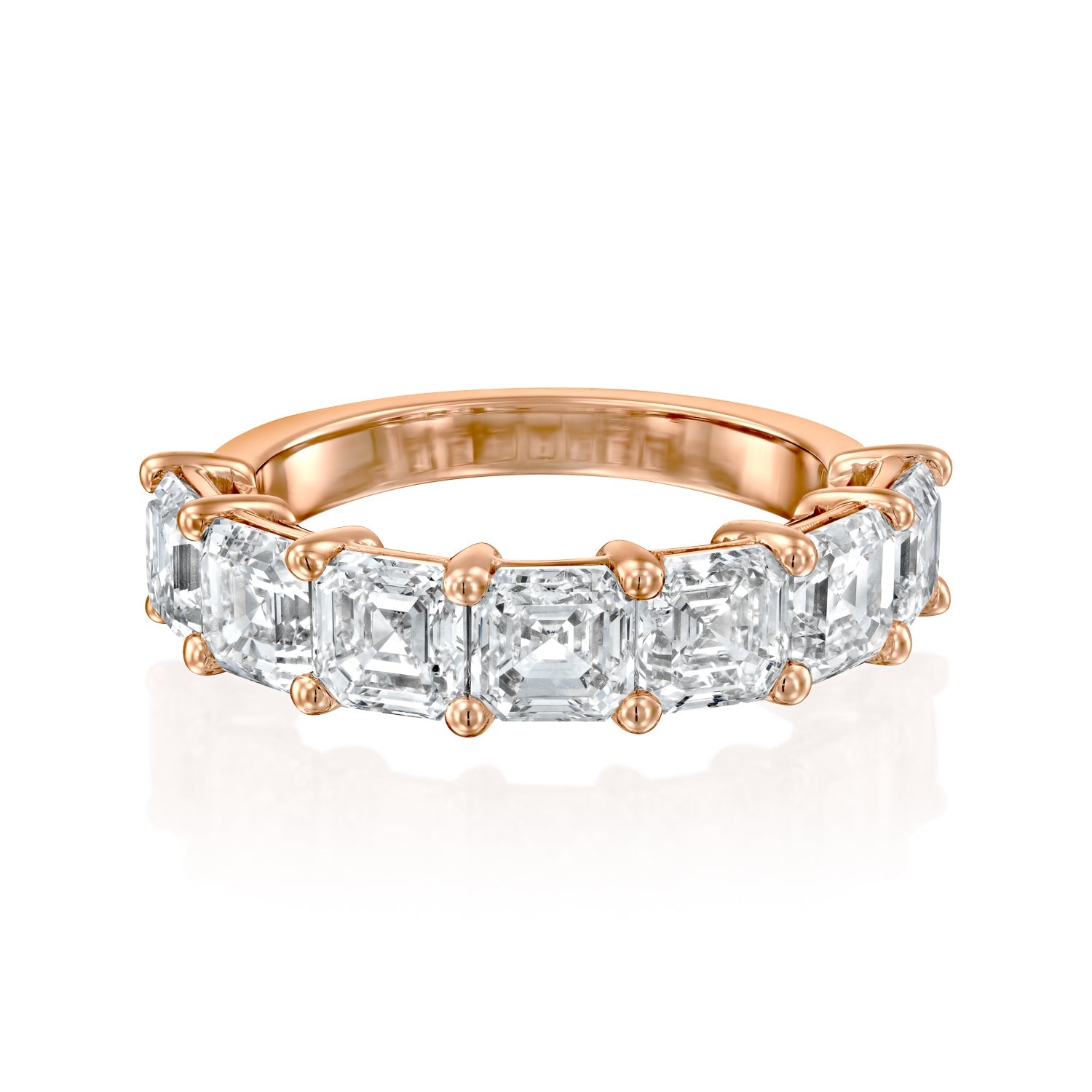 7 Stone 3ct Kalya Asscher Cut Moissanite Ring - Rose Gold
