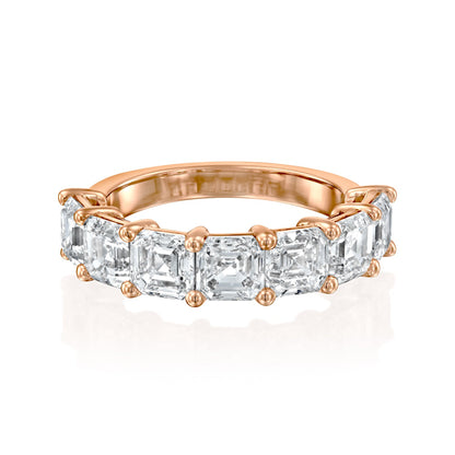 7 Stone 3ct Kalya Asscher Cut Moissanite Ring - Rose Gold