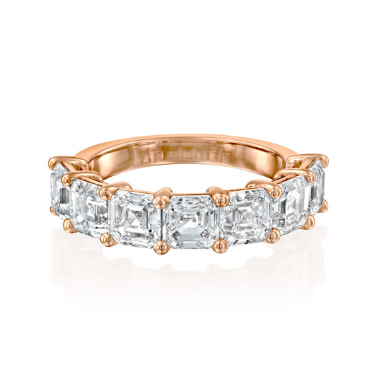 7 Stone 3ct Kalya Asscher Cut Moissanite Ring - Rose Gold