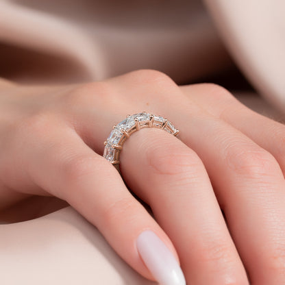 7 Stone 3ct Kalya Asscher Cut Moissanite Ring - Rose Gold