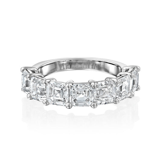 7 Stone 3ct Kalya Asscher Cut Moissanite Ring - Silver
