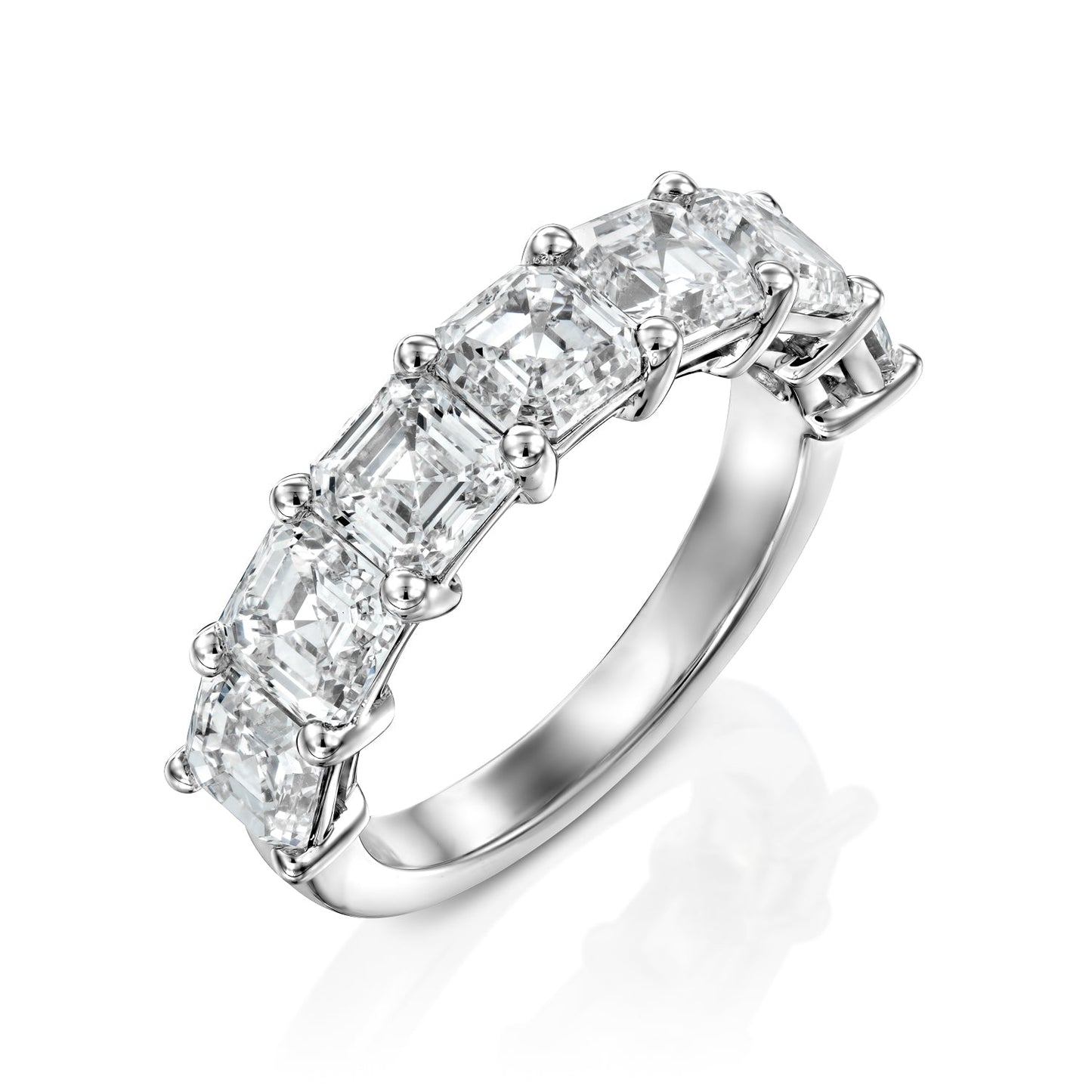 7 Stone 3ct Kalya Asscher Cut Moissanite Ring - Silver