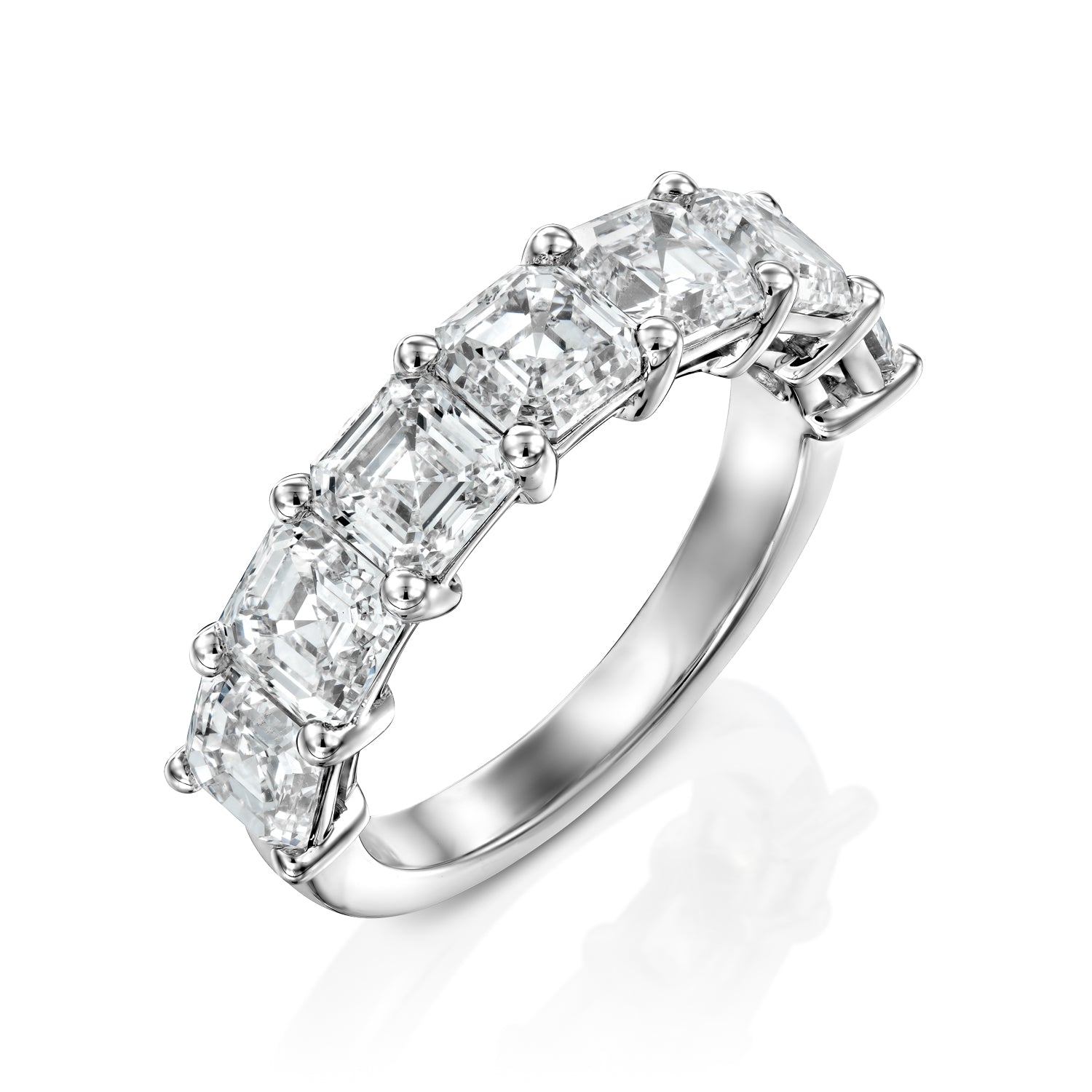 7 Stone 3ct Kalya Asscher Cut Moissanite Ring - Silver