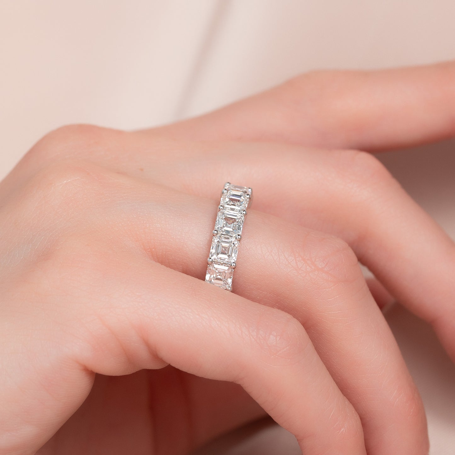 7 Stone 3ct Kalya Asscher Cut Moissanite Ring - Silver