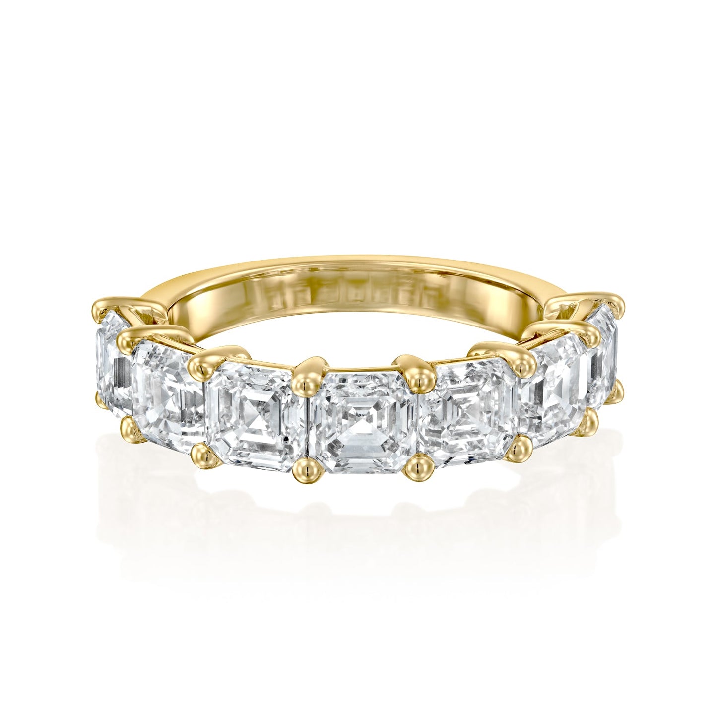 7 Stone 3ct Kalya Asscher Cut Moissanite Ring - Gold