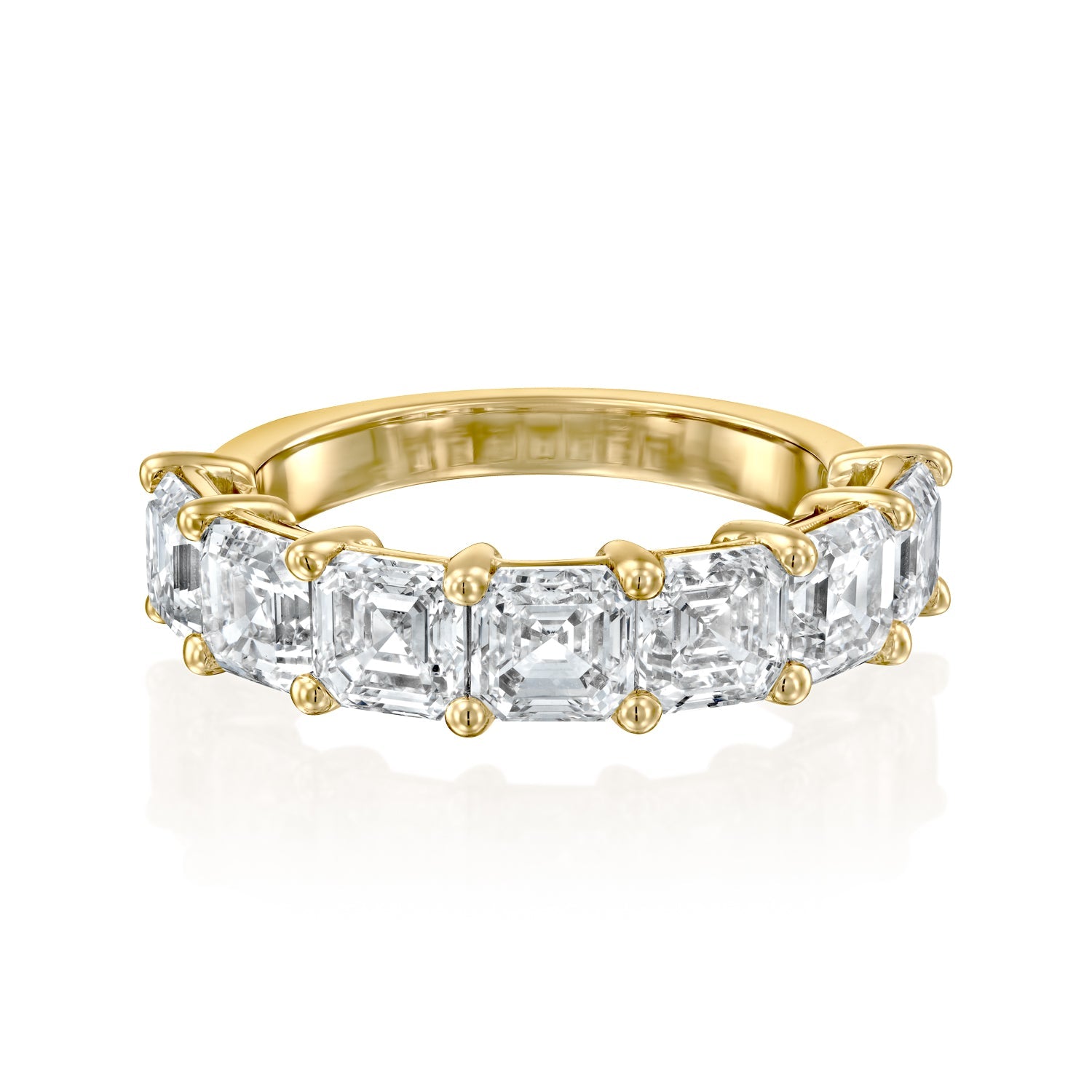 7 Stone 3ct Kalya Asscher Cut Moissanite Ring - Gold