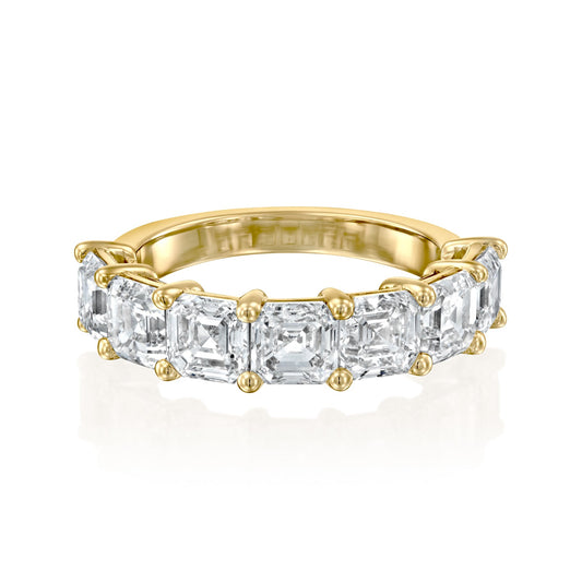 7 Stone 3ct Kalya Asscher Cut Moissanite Ring - Gold