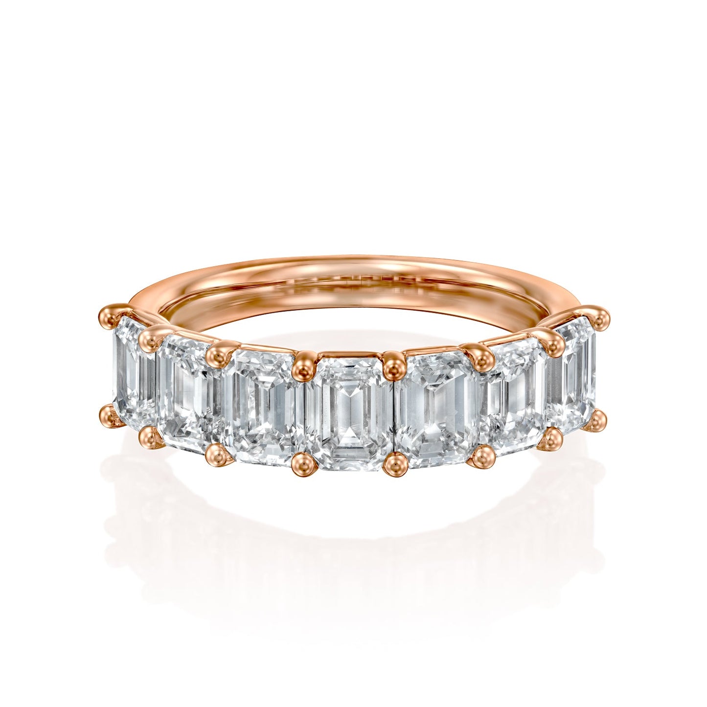 7 Stone 3ct Melita Emerald Cut Moissanite Ring - Rose Gold
