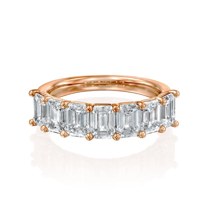 7 Stone 3ct Melita Emerald Cut Moissanite Ring - Rose Gold