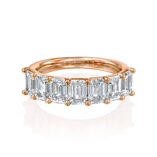 7 Stone 3ct Melita Emerald Cut Moissanite Ring - Rose Gold