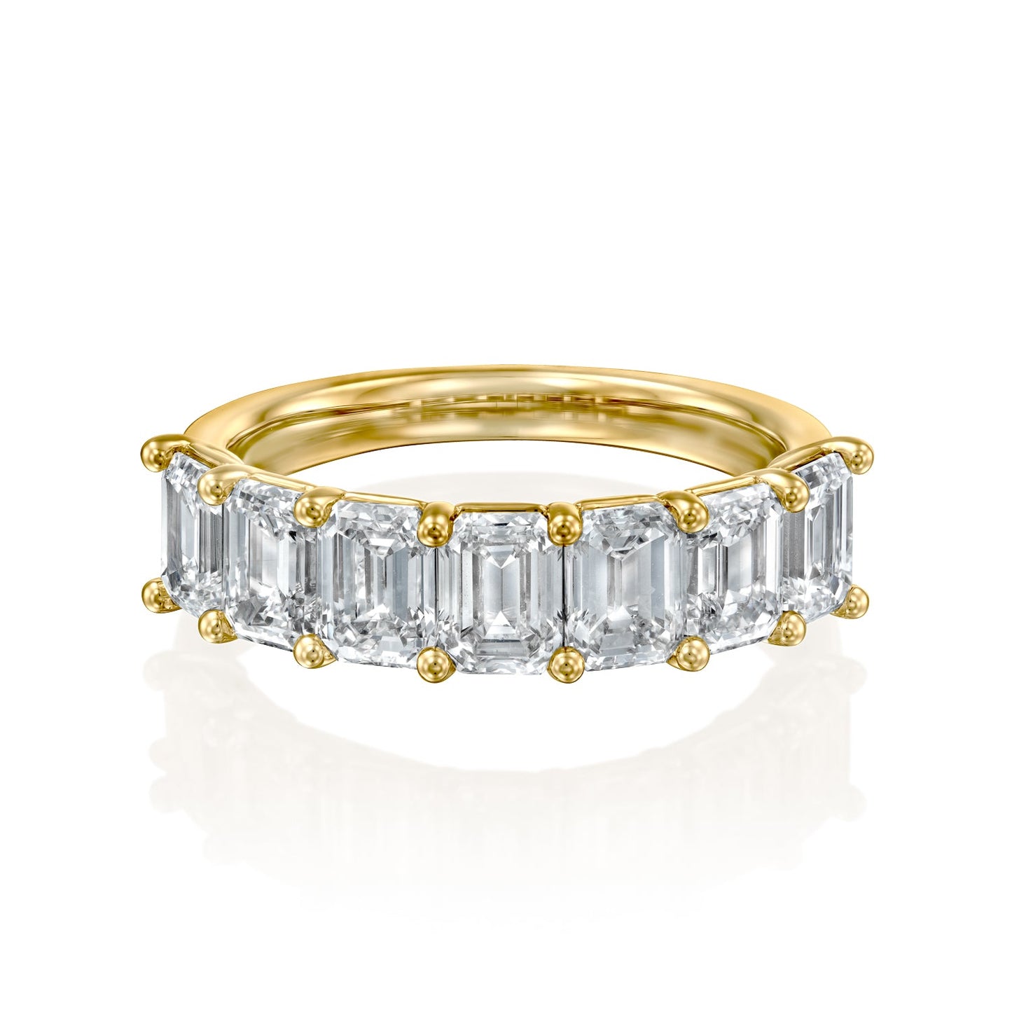 7 Stone 3ct Melita Emerald Cut Moissanite Ring - Gold