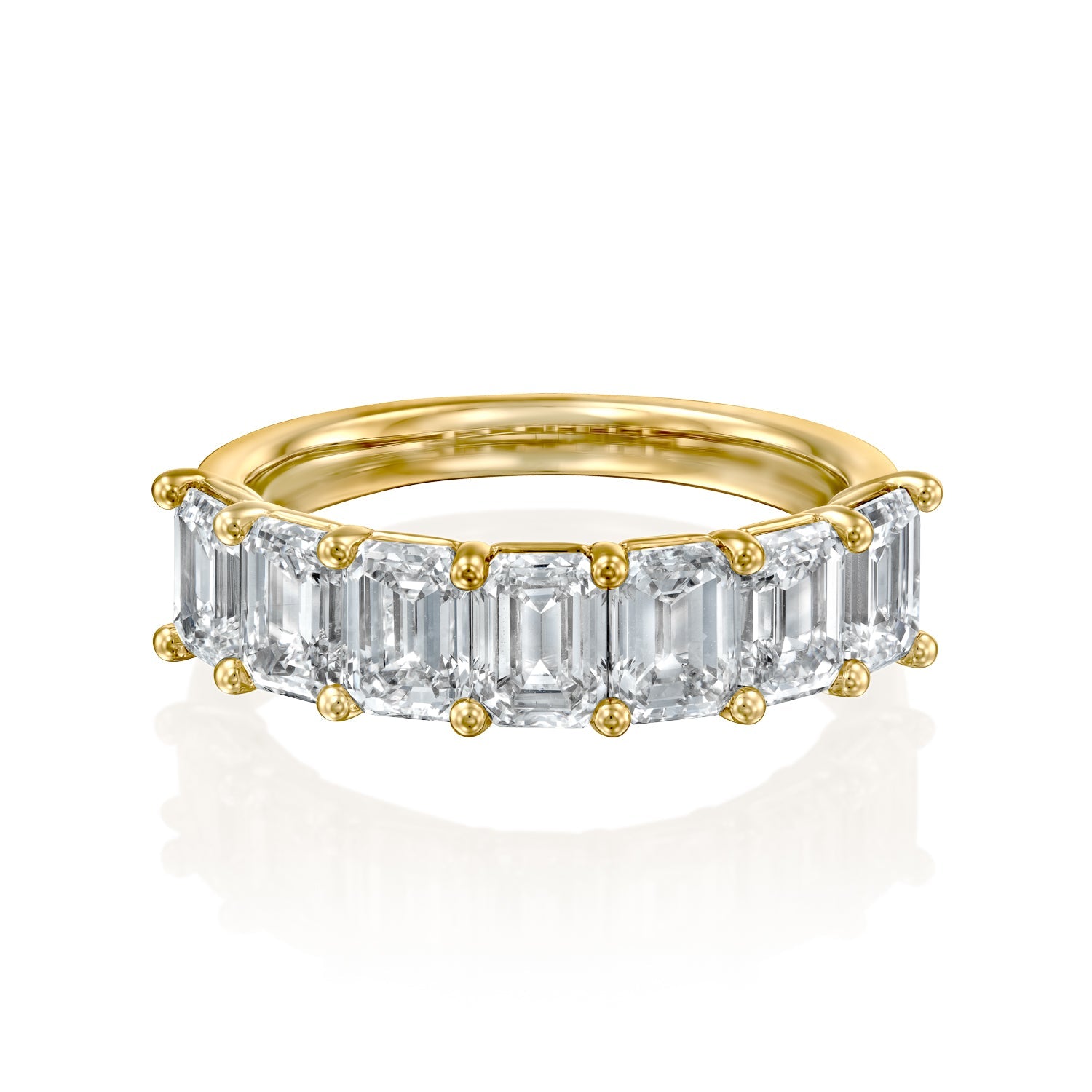 7 Stone 3ct Melita Emerald Cut Moissanite Ring - Gold