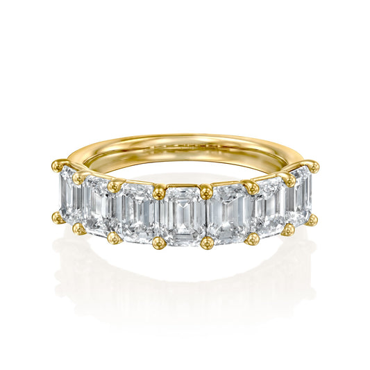 7 Stone 3ct Melita Emerald Cut Moissanite Ring - Gold