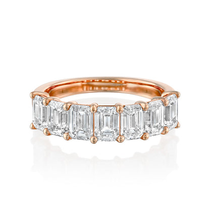 7 Stone 3.5ct Esla Emerald Cut Moissanite Ring - Rose Gold