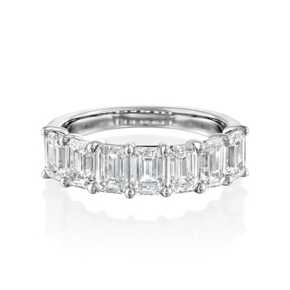 7 Stone 3.5ct Esla Emerald Cut Moissanite Ring - Silver