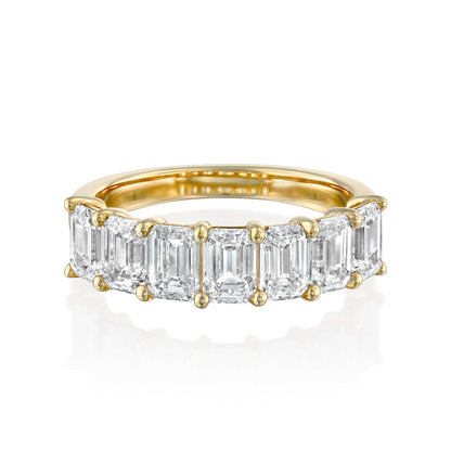 7 Stone 3.5ct Esla Emerald Cut Moissanite Ring - Gold