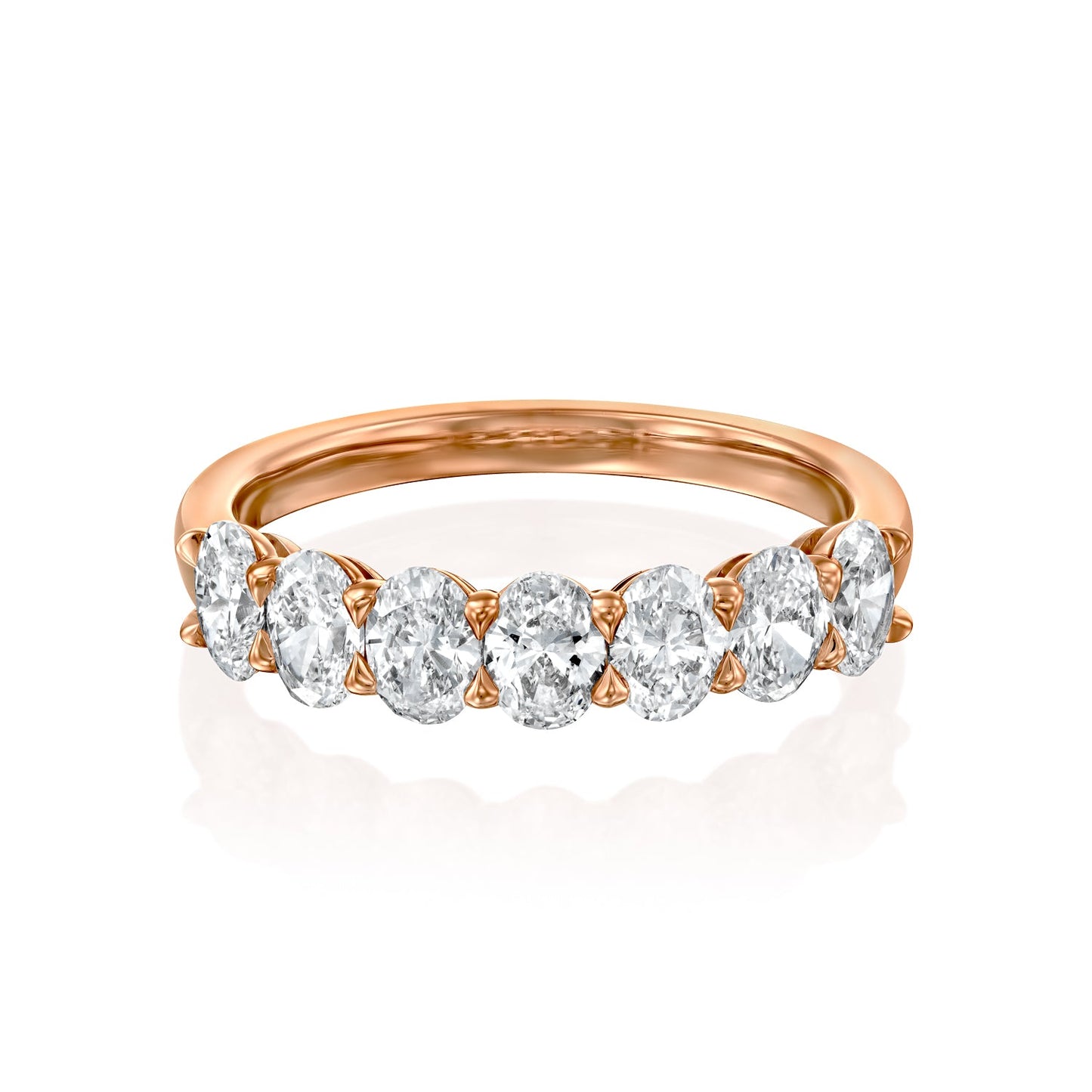 7 Stone 1.5ct Emilinda Oval Cut Moissanite Ring - Rose Gold