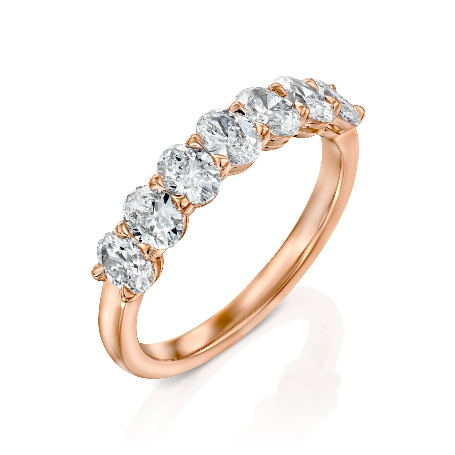 7 Stone 1.5ct Emilinda Oval Cut Moissanite Ring - Rose Gold