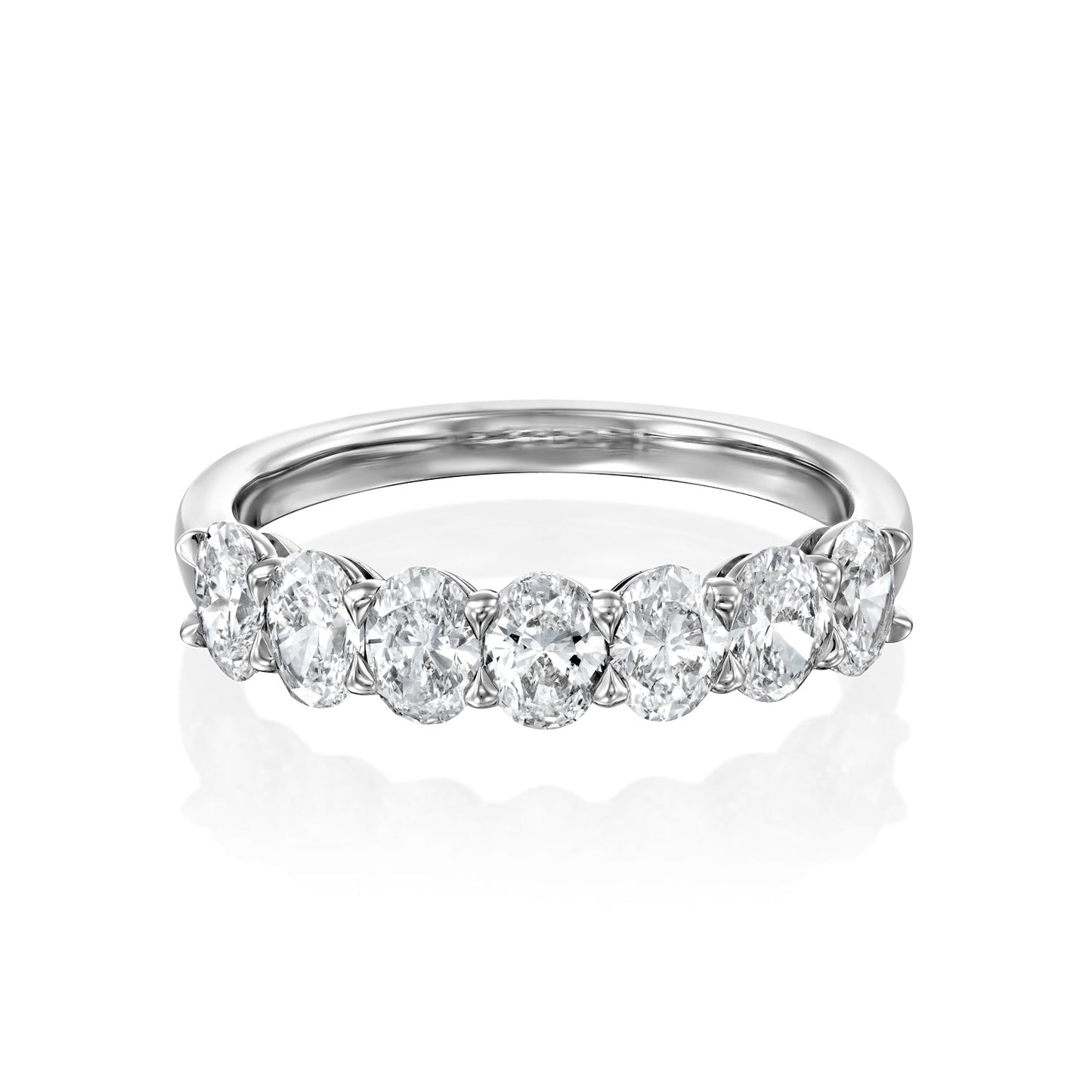 7 Stone 1.5ct Emilinda Oval Cut Moissanite Ring - Silver