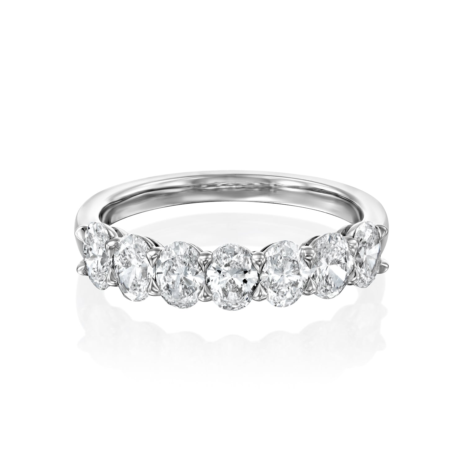 7 Stone 1.5ct Emilinda Oval Cut Moissanite Ring - Silver